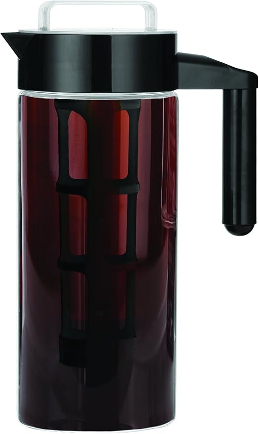 Willow & Everett Cold Brew Coffee & Iced-Tea Maker Pitcher, 1.3 L Glass Dispenser Metal & Plastic Lid Mesh Filter Iced Coffee & Sun Tea Brewing System