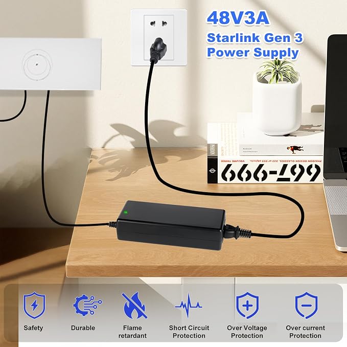 for 48v starlink Power Supply Compatible with Starlink Gen 3 Standard and Mini Models