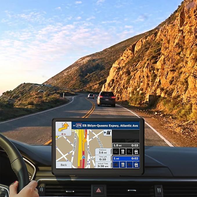 GPS Navigator for Car, 2026 Map 7 inch Touch Screen Car GPS 256-16GB,Voice Turn Direction Guidance, Support Speed and Red Light Warning, North America Lifetime map Free Update Black
