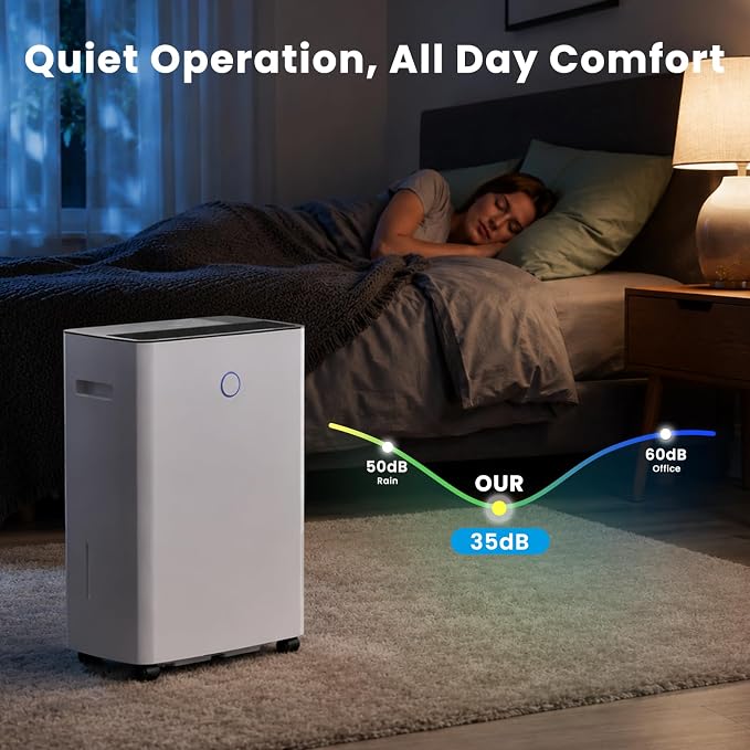 COWSAR Dehumidifier, 85OZ Dehumidifier for Home, Quiet Dehumidifier with Drain Hose, 24H Timer, 3 Modes, Touch Panel, Auto Shut Off & Defrost, Ideal for Basement, Bathroom, Bedroom