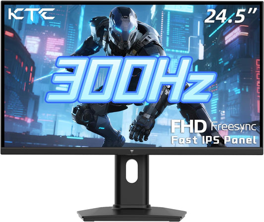 KTC 24.5 Inch 300Hz Gaming Monitor - FHD 1080P Fast IPS PC Monitor Gaming 1ms, Adaptive Sync, HDR, 240Hz Monitors Gamer with Display Port1.4x1 HDMI 2.0x2, 119% sRGB, VESA Mount, DP Cable, H25Y7