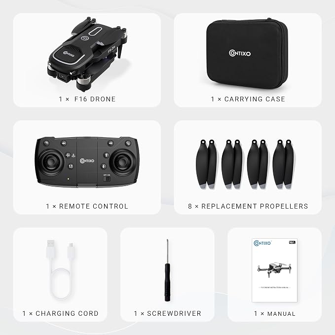 Contixo F16 Camera Drone For Kids, 360° Flip Brushless Motor 2.4G RC Quadcopter Foldable Gesture Control FPV Flying Drones with 17 Mins Intelligent Flight Time For Beginners children Indoor Outdoor