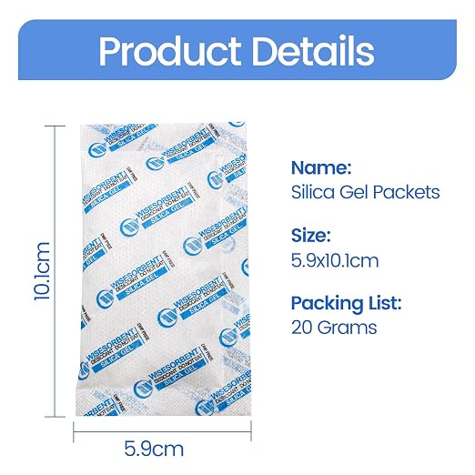 Wisesorb Silica Gel Packets, 20 Gram 15 Packs Dessicant Packets for Storage, Pure and Safe Silica Gel Desiccant Packs, Humidity Packs