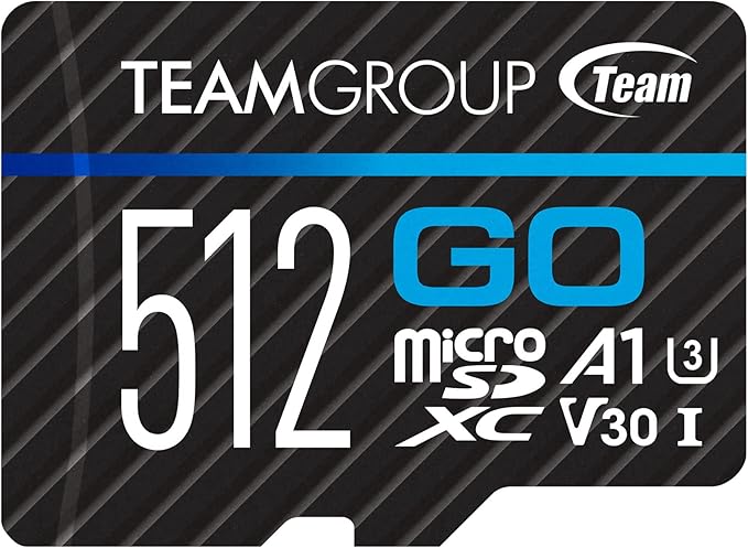 TEAMGROUP GO Card 512GB MicroSDXC UHS-I U3 V30 4K for Action Cameras & Drone High Speed Flash Memory Card with Adapter for Outdoor Sports&Vlog, 4K Shooting,GoPro&Insta360&DJI TGUSDX512GU303