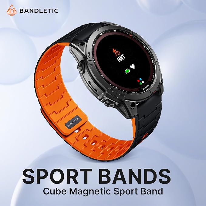 Bandletic Compatible with Garmin Instinct Watch Band - 22mm Quick Fit Silicone Sports Strap for Fenix 8 E 47mm/7 6 Pro/5 Plus/Instinct 2 3 E 45mm /Forerunner 965/955/945 /Approach S70/S62/S60/Epix Pro