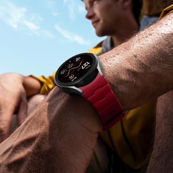 Bandletic 20mm No Gap Breathable Magnetic Silicone Band for Men Compatible with Samsung Galaxy Watch 7 6 5 4 FE 40mm 44mm/for Galaxy Watch 6 4 Classic 43mm 47mm 42mm 46mm/Watch 5 Pro 45mm, Red/Black
