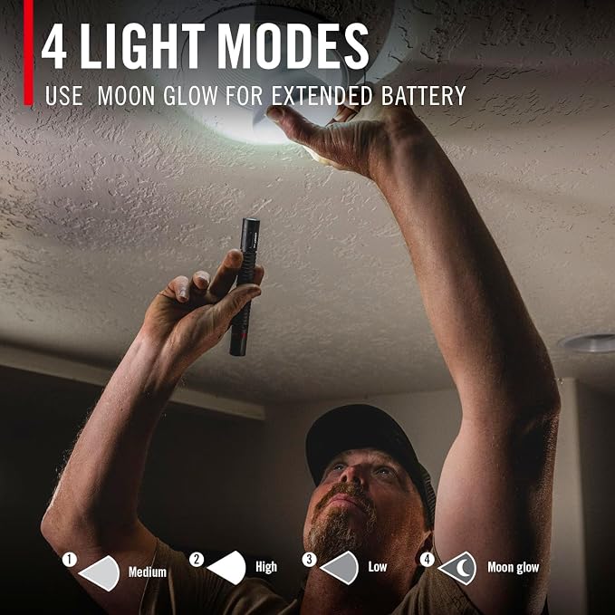 Coast XT30R 1000 Lumen Rechargeable LED Pocket Flashlight, 5 Light Modes with 2-Way Clip and Bite Caps Included