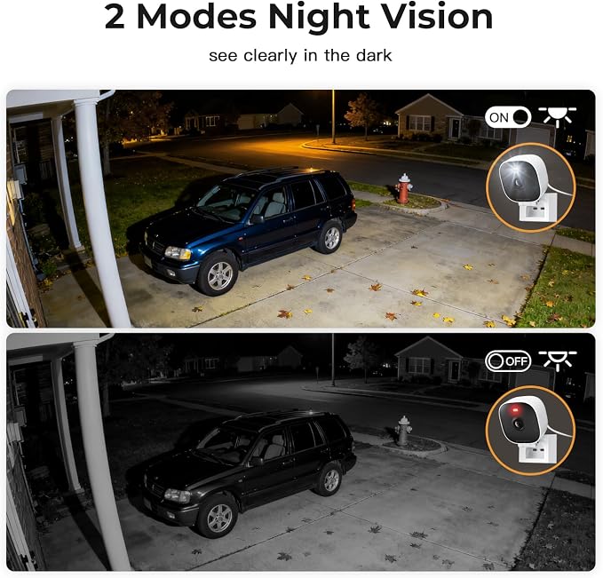 2K Cameras for Home Security,Indoor/Outdoor for Baby/Elder/Pet Monitoring with Phone app,Plug&Play,Color Night Vision,2-Way Audio 24/7 Recording,Support 128G Card ( Not Included),4 pcs,6.56ft Wire