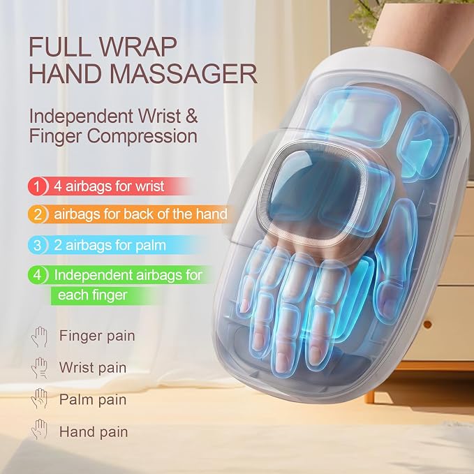 Hand Massager with Heat and Compression for Arthritist Women and Men,Cordless Electric Hand held Massager for Arthritis and Carpal Tunnel, with Touchscreen & Palm Roller