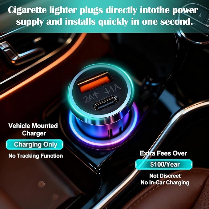 Car Anti-Loss Device with Charging Port - Real-Time Location Tracking, Compatible with Apple Find My (iOS Only)-Black