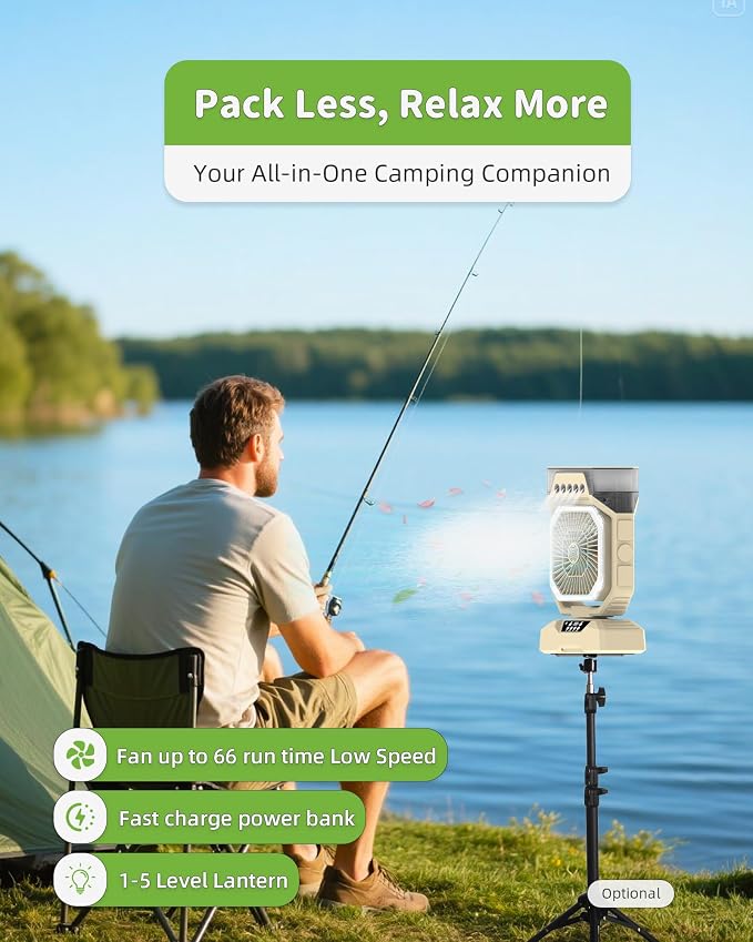 Weljoy Desk Fan 5 Sprayers Rechargeable Misting Fan for Camping & Home – 5 Speed Portable Cooling Fan with Mist 560ml Water Tank Aromatherapy Diffuser Timer 27000mAh Fast-Charging Battery(Off-White)