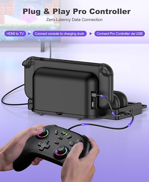 Switch 2 Game Organizer & Charging Station – Charges 4 Joy Cons & Stores 20 Game Cards | Joy-Cons Controller Charging Dock with Sync USB | Compatible Only with Nintendo Switch 2 (2025)