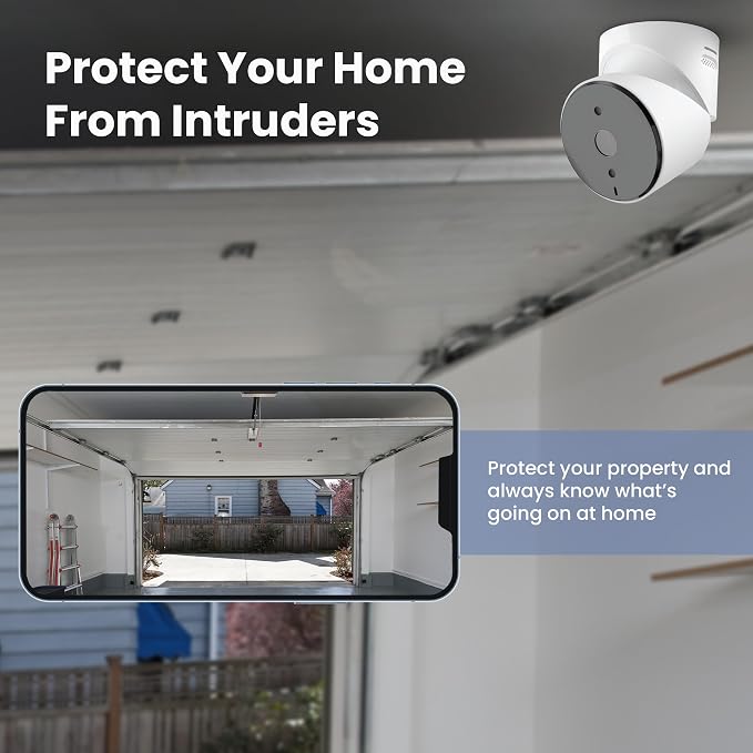 Feit Electric Smart Garage Door Camera, 2-Way Audio, Live Streaming, Human Motion Detection, 24/7 Recording, Infrared Night Vision, Remote Closure & Alerts, Alexa/Google Asst Compatible, CAM/GAR/WiFi