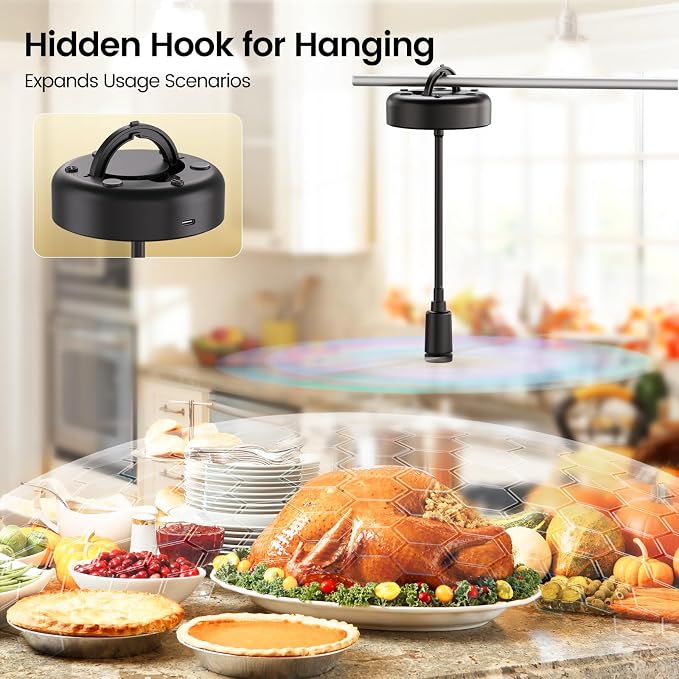 TriPole Fly Fans for Tables, 2000mAh Rechargeable Battery Operated Food Fan Lasts 20 Hrs with LED Display, Portable Fly Table Fan Indoor Outdoor for Picnic, Party, BBQ, Kitchen, Patio, 4 Pack