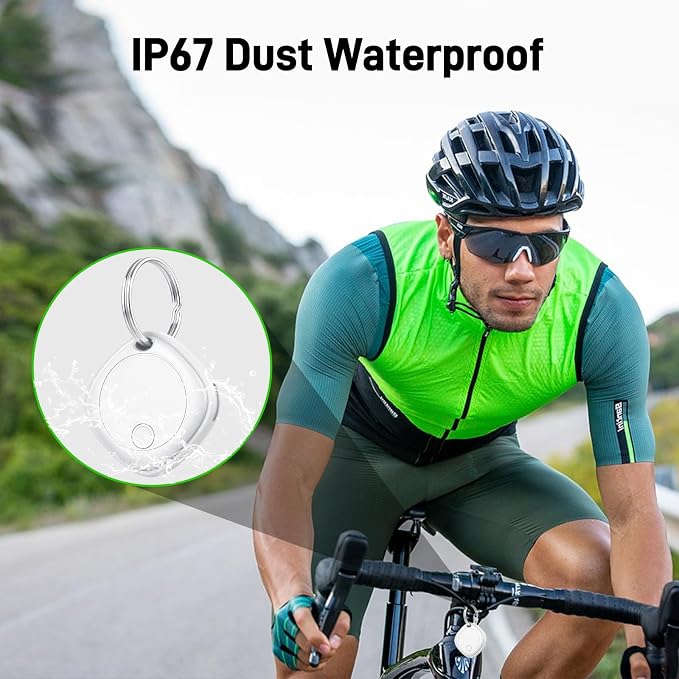 Air Tracker Tags-4 Pack, Bluetooth Tracker Works with Apple Find My APP (iOS Only), Bluetooth Smart Air Tag Keys Finder and Item Locator for Keys, Bags, Luggage, Wallet, Replaceable Battery