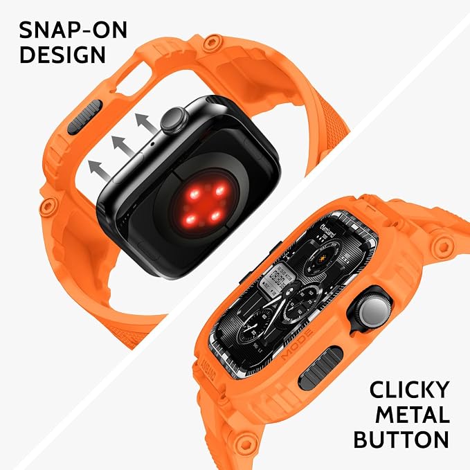 amBand Bands Case Compatible with Apple Watch Series 11/10 46mm for Men, M1 Sport Rugged Heavy Duty Cover Tactical Strap Military Grade Protective Bumper Protector for iWatch 46 mm Men, Orange