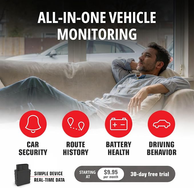 CARLOCK Anti Theft Car Device - Real Time 4G Car Tracker & Car Alarm System. Comes with Device & Phone App. Tracks Your Car in Real Time & Notifies You Immediately of Suspicious Behavior.OBD Plug&Play