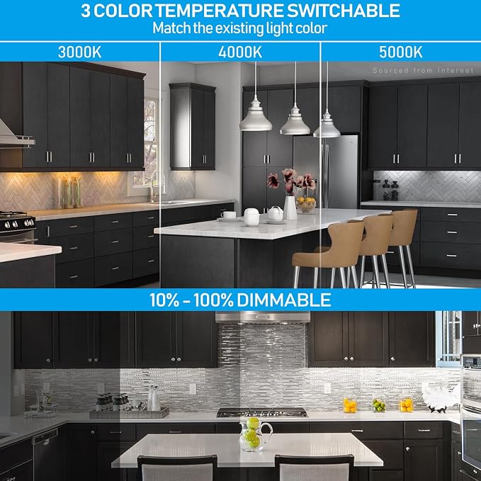 TORCHSTAR 4-Pack 12 Inch LED Under Cabinet Lighting 5CCT, ETL T24, 8W 600LM, Hardwired & Plug-in, 5 Color Selectable CRI90 120V Dimmable Under Counter Lights for Kitchen, Bronze Aluminum Housing