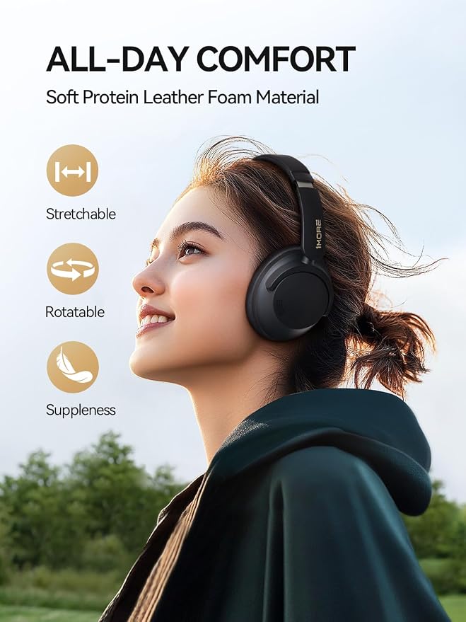 1MORE SonoFlow-Pro Noise Cancelling Headphones - HQ51 Over Ear Bluetooth Headphones with LDAC for Hi-Res Wireless Audio,100H Playtime,Bluetooth 5.4,QuietMax ANC, Comfortable Fit,Clear Calls