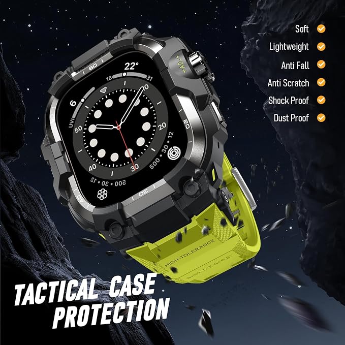 BXUXOHS Rugged Case and Band for Apple Watch 44mm Men, Compatible with Apple Watch SE 3/SE 2nd Generation/SE/Series 6/5/4, Military Grade Shockproof Bumper Cover,Tactical Band Case for iWatch 6/5/4/SE