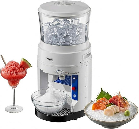Garvee Commercial Ice Shaver Crusher 1200LBS/H, 700W Electric Snow Cone Maker, 500RPM Tabletop Ice Shaving Machine with 4.23Gal Hopper & Stainless Steel Blade for Home, Parties, Snack Bars, White