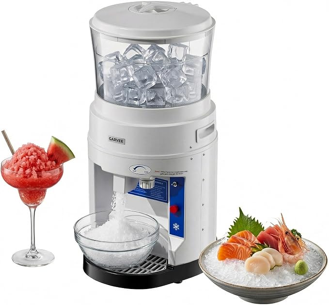 Commercial Shaved Crusher Ice Machine, 1200LB/H Snow Cone Machine with 25L Storage Box, Ice Texture Control, 650W 500RPM Electric Snow Cone Maker for Home, Bars, Cafes, Parties, White