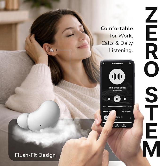 VionB Air Invisible Earbuds Wireless Bluetooth 5.4 for Small Ears, Mini Tiny Ear Buds, IPX5 Waterproof, Sound Isolating Fit, ENC Mic for Clear Calls, Discreet in-Ear Headphones (Arctic White)