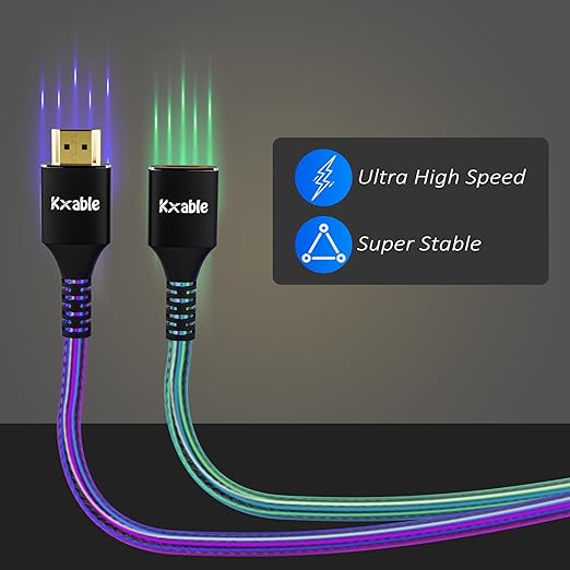 Kxable 8K HDMI Extension Cable 10 FT, HDMI 2.1 Ultra High Speed Male to Female Cord Adapter, OFC Conductor, Compatible with Roku TV Stick PS5 PS4 Xbox Laptop PC Player Google Chromecast Wii U HDTV