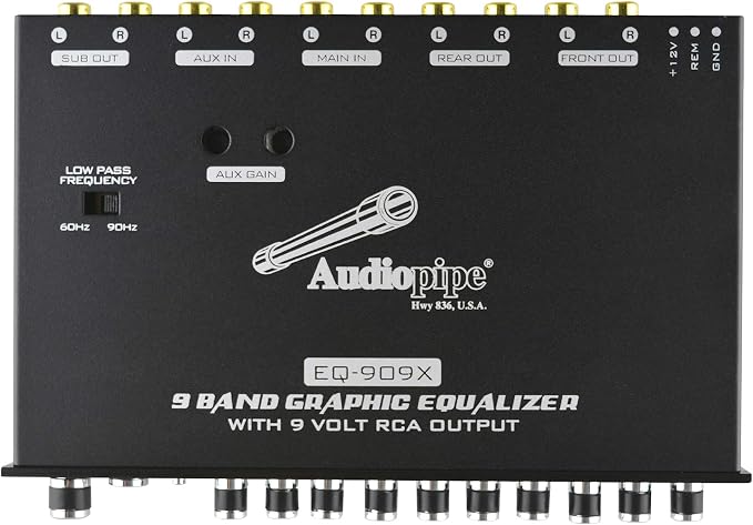 Audiopipe 9 Band Graphic Equalizer with 9 V LINE Driver (EQ-909X)