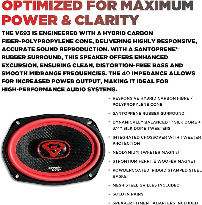 CERWIN-VEGA! V693 6"× 9" VEGA 3-Way 420 Watts 4 Ohm Full Range Speakers(Pair)
