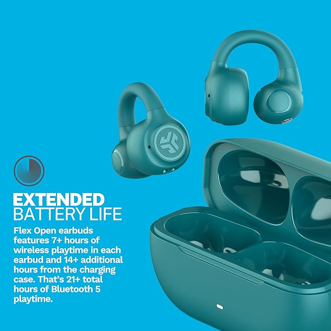JLab, Flex, Open Ear Earbuds, Clip On Wireless Bluetooth Earbuds, Open Ear Headphones, Teal