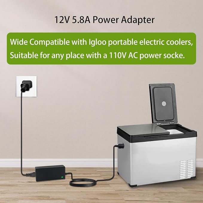 12V Converter Compatible with Igloo Iceless Kool Mate Cool Chill Thermolectric Coolers Power Supply Adapter