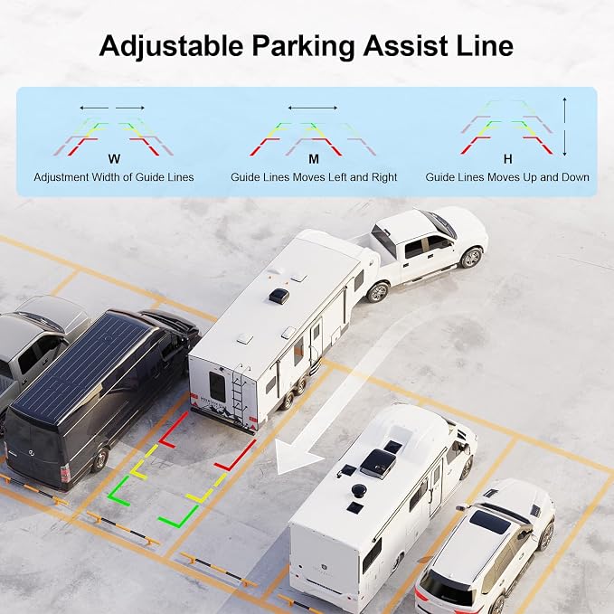 Fookoo 1080P 10" Magnetic Wireless Backup Camera 10" HD Split Screen Monitor,Rechargeable 2 Side View 2 Rear View Cameras,Low Consumption 1-Min DIY Install No Drilling for RV Trailer Truck DCX104