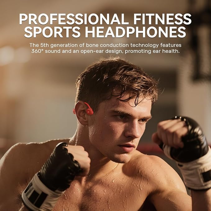Swimming Headphones, IP68 Waterproof Bone Conduction Headphones, MP3 Mode 32GB Memory, 10H Playtime, Bluetooth 6.0, Open Ear Underwater Headphones for Women, Swimming, Yoga, Aerobics