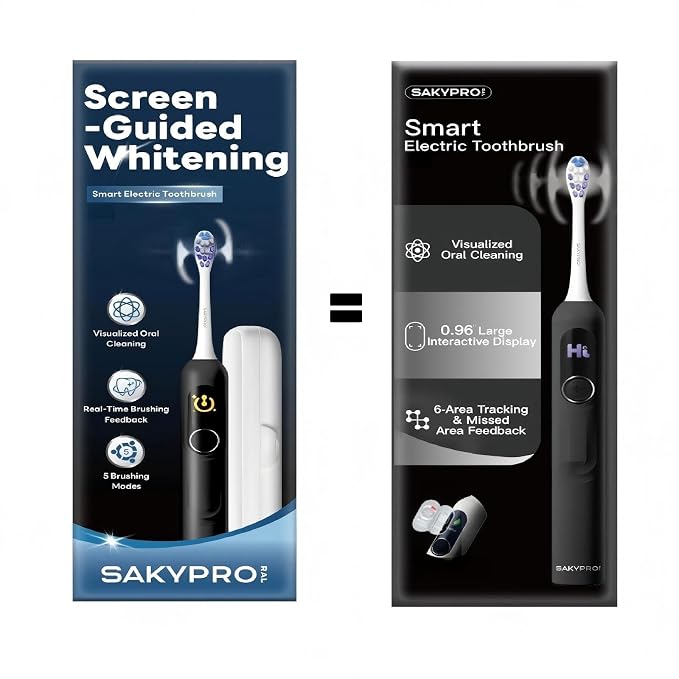 SAKYPRORAL Couple Electric Toothbrush Gift(2 Sets, Blue and Black)