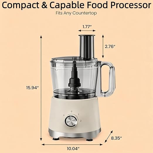 Simple Deluxe 10.5 Cup Food Processor, Multi-Functional Vegetable Choppers Food Grinder with Slicing Shredding Chopping Kneading, Suitable for Smoothie Fruit Dough, 2.6QT, Classic White