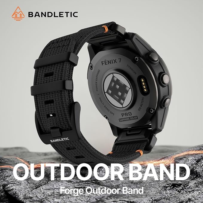 Bandletic Compatible with Garmin Fenix 8 47mm 7 6 Watch Band - 22mm Quick Fit Rugged Nylon Strap for Fenix 7 6 Pro/5 Plus/Instinct 3 E 45mm 2 /Forerunner 965/955/945 /Approach S70/S62/S60 /Epix Pro 2