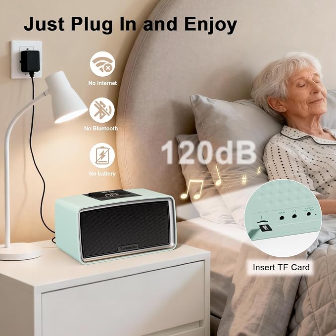 Large Button Simple Music Player for Seniors, Easy MP3 Player for Elderly, Dementia, Blind,Alzheimer's & Visually Impaired, Music Box with 32GB TF Card, One-Touch Play (Blue)