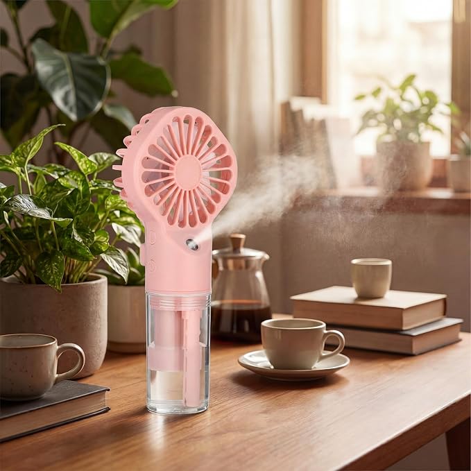 2 Pack Misting Fans Portable Handheld Rechargeable Handheld Spray Fans with 25ml Water Tank 4-speed Personal Cooling Fan, Usb-c Mini Hand Fan for Travel Outdoor Sports Camping Office Home