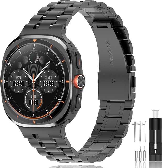 SUPLINK Stainless Steel Band Compatible with Samsung Galaxy Ultra Watch Bands Men Women, Adjustable Metal Replacement Band for Samsung Watch Ultra Bands 47mm, Space Grey