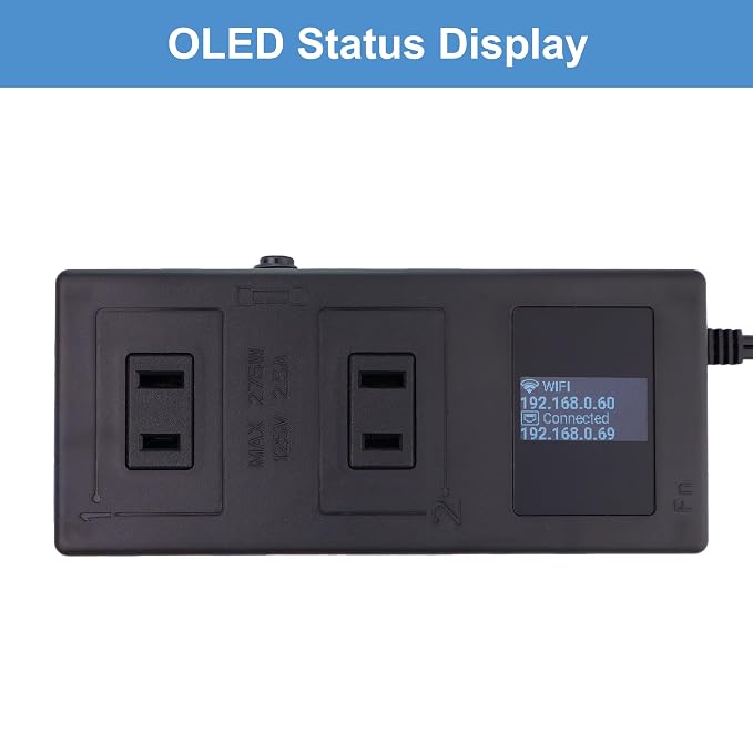 ezOutlet5-2R - Dual Outlet Internet Enabled IP & WiFi Remote Power Switch with Automatic Reboot - iOS | Android | Cloud | Google Home | 2 Web Controllable AC Power Outlets - Model EZ-73a