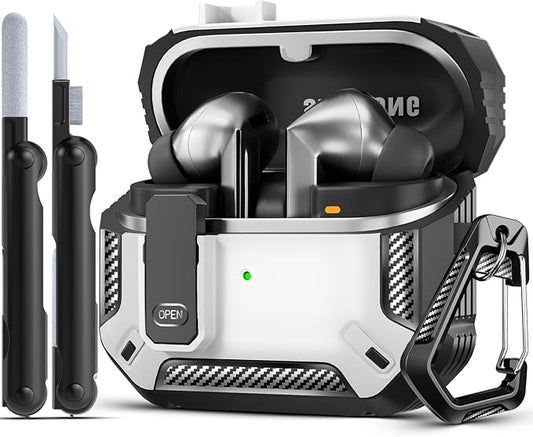 Lock Fit Designed for Samsung Galaxy Buds3 FE (2025) / Buds3 Pro (2024) / Buds 3 Case (2024),with Cleaning kit Full Body Shockproof Carbon Fiber Protection Design