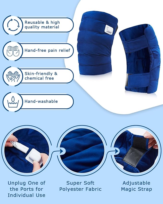 Knee Heating Pad for Arthritic, 2PCS Super Soft Electric Heat Pad for Leg, 20s Fast Heating Knees Warmers with 10-90min Auto-Off Timer, 86-158℉ Heat Level (No Battery, No Vibration)