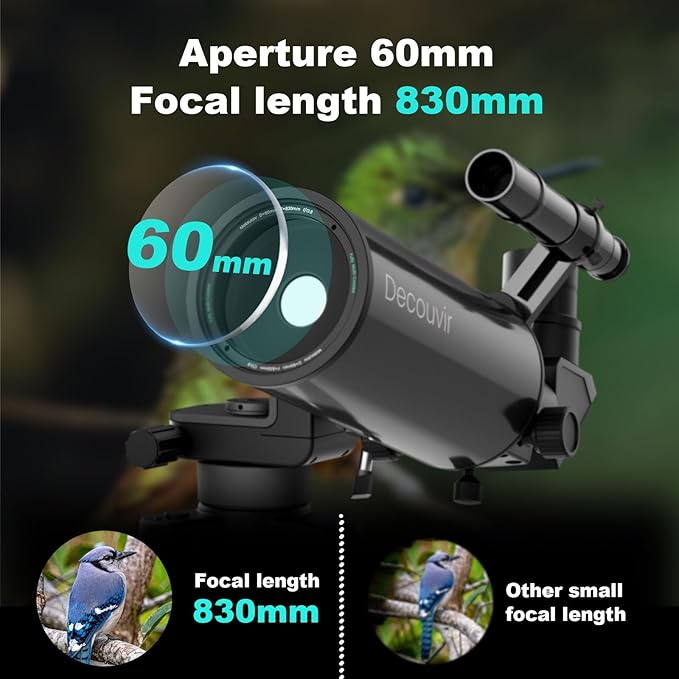 Maksutov-Cassegrain Telescopes for Adults Astronomy, 60mm Aperture 830mm Catadioptric Compound Telescope