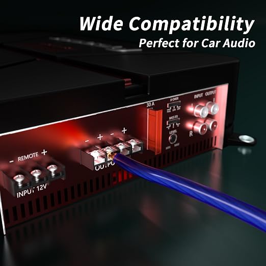 4 Gauge Wire 15FT Blue Copper Clad Aluminum CCA Battery Cable, Primary Power/Ground Cable for Car Audio Speaker, RV Trailer, Amp, Inverter RV Truck, Marine, Solar Equipment, Translucent Jacket