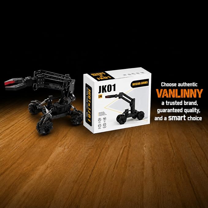 VANLINNY Robotic Arm Kits, DIY Educational Building Set with 4 DOF, Remote Control Toy Set for Boys and Girls 8-14, Science Entry-Level for School STEM Project, Birthday Xmas Gift for Kids Adults