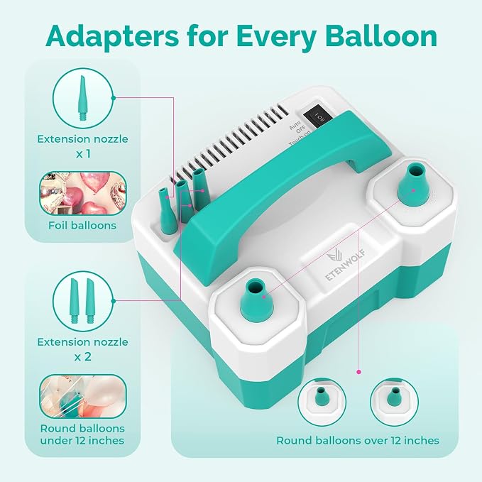 ETENWOLF Electric Balloon Pump for All Balloons 110V 600W Balloon Blower for Party Metalic Latex 260q Foil Balloons, Balloon Inflator for Birthday Decorations