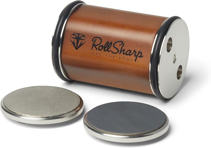 Rolling Knife Sharpener made easy with 2 Diamond Discs & 4 Magnetic Angles 15°/18°/20°/22° for All Kitchen Knife Set, Birthday Gifts for Men & Women