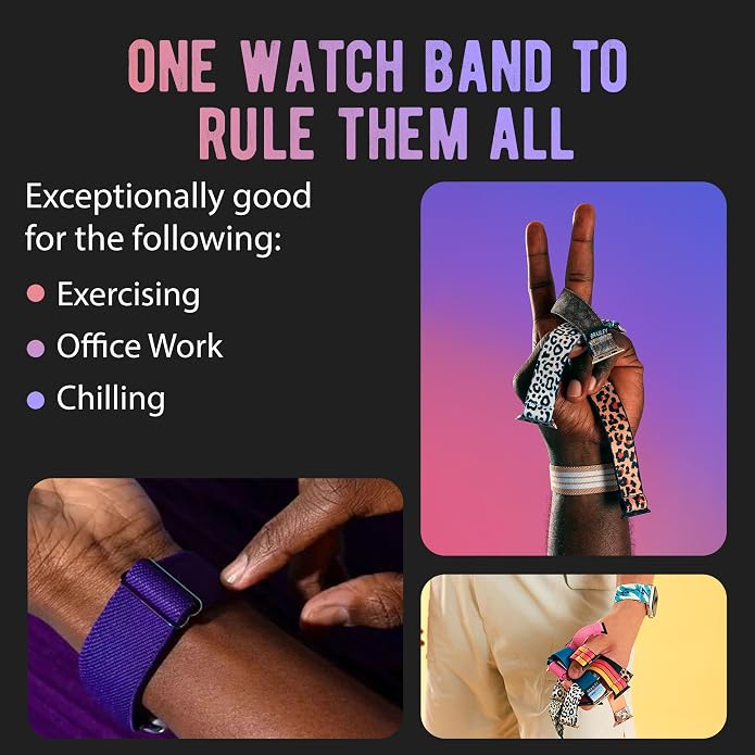 Braxley Bands for Apple Watches - Stretchy and Washable - Adjustable with Apple Watch Bands for Women & Men - Compatible with Apple Watch Series SE Ultra 9 8 7 6 5 4 3 2 1