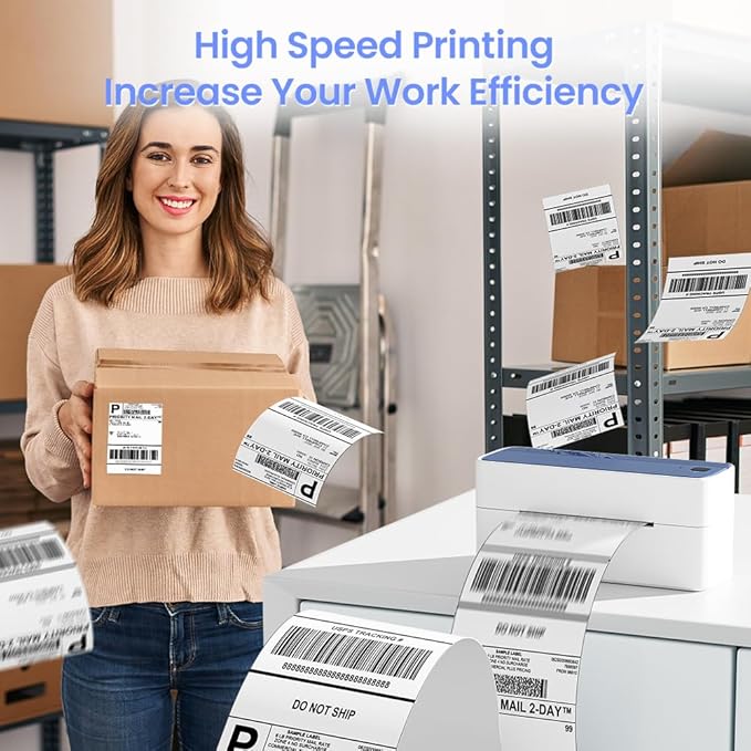 Phomemo Thermal Label Printer, 4X6 Shipping Labels Printer for Small Business, Wireless Label Printers for Package for Phone & Pad & PC, Used for UPS, Shopify, TikTok, USPS, FedEx, DHL, Temu